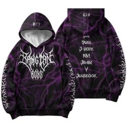 BTS Kpop 3D Hoodie, Heavy Metal Jin Suga J-Hope RM Jimin V Jungkook 3D Hoodie