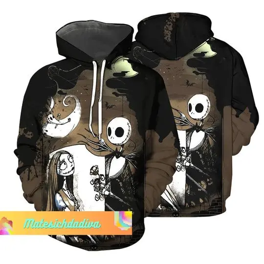 Halloween Hoodie, Jack And Sally 3D Hoodie, Jack Skellington 3D Hoodie