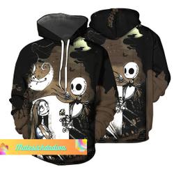 Halloween Hoodie, Jack And Sally 3D Hoodie, Jack Skellington 3D Hoodie