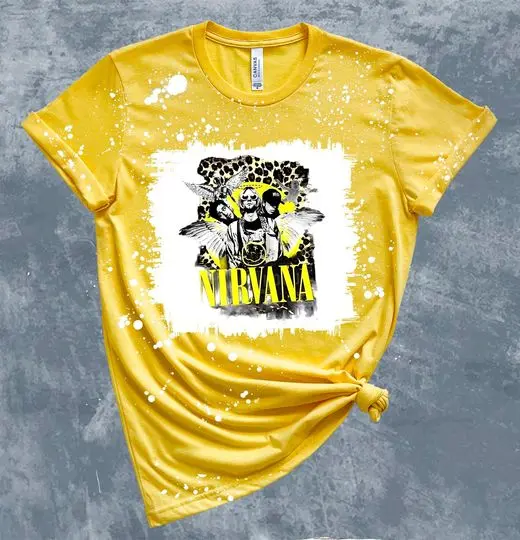 Vintage Nirvana Bleached T-Shirt, 80s Band T-Shirt Meaningful Gift For Family Gift For Boyfriend Valentine Gift