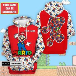 Mario Hoodie, Super Mario Hoodie, Personalized Mario Hoodie