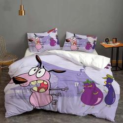 Halloween Custom Courage the Cowardly Dog Bedding ThreeGift For Your Girlfriend Boyfriend Gift For Love Gift For Friend Best Valentine Present Holiday Gift