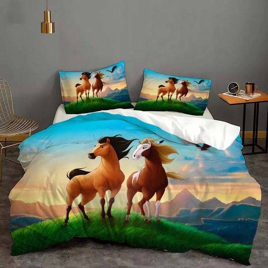 Spirit Riding Free Horses Cover Bedding ThreeGift For Your Girlfriend Boyfriend Gift For Love Gift For Friend Best Valentine Present Holiday Gift