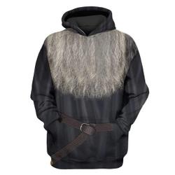 Wise Wizard Character 3D Hoodie, Grey-bearded Costume Hoodies