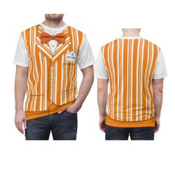 Orange Striped Tie Character 3D Costume Cosplay Shirt, Halloween Costume For Family Group T Shirt Meaningful Gift For Family Gift For Boyfriend Valentine Gift