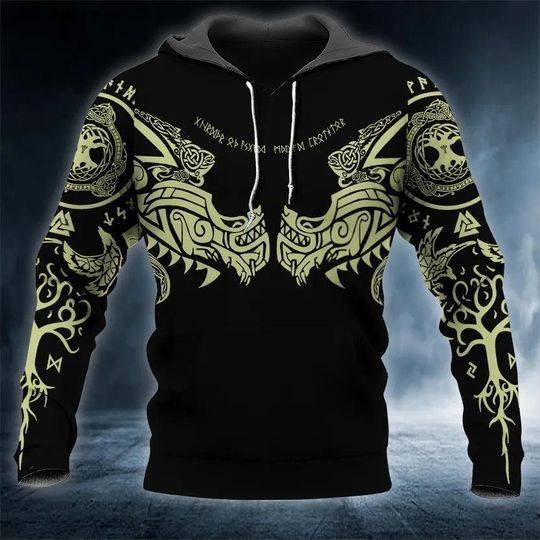 Black Dragons Viking Tattoo 3D Hoodie, 3D Hoodie Holiday Gift