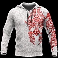 Red And White Viking Tattoo Dragon Viking 3D Hoodie, Birthday Gift, Hoodie Lovers Gift