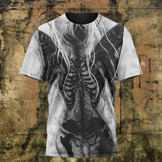 White Hair Devil Girl With Her Cross 3D Halloween Horror All Over Print 3D Shirt Meaningful Gift For Family Gift For Boyfriend Valentine Gift