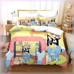 BlueyDad Bedding Set, Cartoon Bedding Set, BlueyDad Family Bed Set, BlueyDadGift For Your Girlfriend Boyfriend Gift For Love Gift For Friend Best Valentine Present Holiday Gift