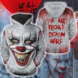 Pennywise Shirt Hoodie Sweatshirt, IT Movie Vintage 3D Hoodie