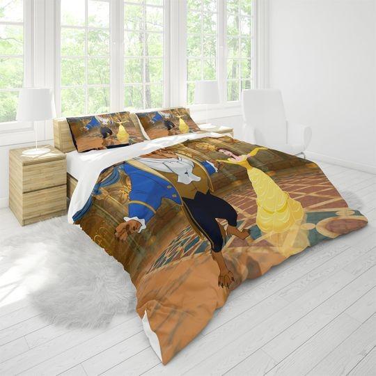 Beauty And The Beast Three Piece Printed Fashion Pattern Bedding Set Gift For Your Girlfriend Boyfriend Gift For Love Gift For Friend Best Valentine Present Holiday Gift