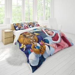Beauty And The Beast Three Piece Printed Fashion Pattern Bedding Set Gift For Your Girlfriend Boyfriend Gift For Love Gift For Friend Best Valentine Present Holiday Gift