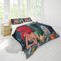 The Little Mermaid Three Piece Printed Fashion Pattern Bedding Set Gift For Your Girlfriend Boyfriend Gift For Love Gift For Friend Best Valentine Present Holiday Gift
