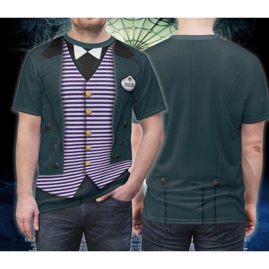 Haunted Men Butler Shirt, Haunted Halloween Costume For Family Group 3D Shirt Meaningful Gift For Family Gift For Boyfriend Valentine Gift