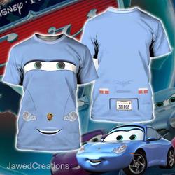 Funny Blue Car 3D Costume Shirt, Halloween Costume For Family 3D Shirt Meaningful Gift For Family Gift For Boyfriend Valentine Gift