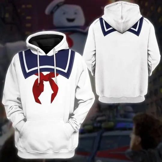 Marshmallow Monster Halloween 3D Hoodie, Iconic Giant Hunting Ghost Character Cosplay 3D Hoodie