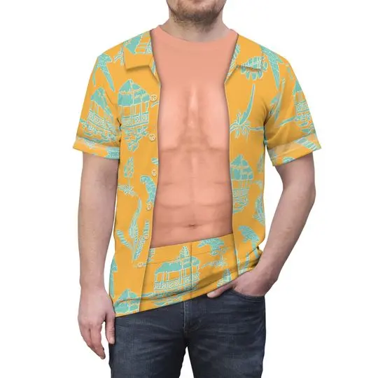 Simu Yellow Hawaiian Beach Shirt, Orange and Green Tropical Pattern Meaningful Gift For Family Gift For Boyfriend Valentine Gift