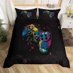 Game Pad Duvet Cover, Watercolor Tie Dye Joypad Reversible Bedding Set Gift For Your Girlfriend Boyfriend Gift For Love Gift For Friend Best Valentine Present Holiday Gift