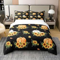 Rustic Pumpkin, Watercolor Sunflower Nature Botanical Bedding Set Gift For Your Girlfriend Boyfriend Gift For Love Gift For Friend Best Valentine Present Holiday Gift