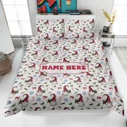 Christmas Gnome Quilt Set, Xmas Gnomes Pattern Quilt Blanket & Pillowcases, Christmas Gift
