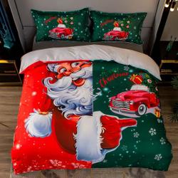 3D Santa Claus Duvet Covers Set, Christmas Quilt Cover, Gift Bedding Set, Snowflake Doona Cover, Red Bedding Set Gift For Your Girlfriend Boyfriend