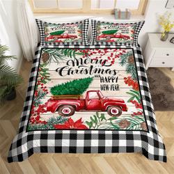 Red Truck Handmade Duvet Cover Set, Christmas Theme New Year  Bedding Set Gift For Your Girlfriend Boyfriend Gift For Love Gift For Friend Best Valentine Present Holiday Gift