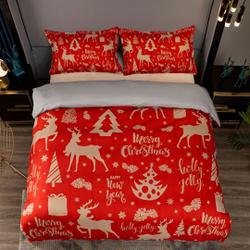 3D Christmas Duvet Covers Set, Cartoon Quilt Cover, Red Bedding set, Elk Doona Cover, Gift twin bedding, Kids Bedding Set Gift For Your Girlfriend Boyfriend