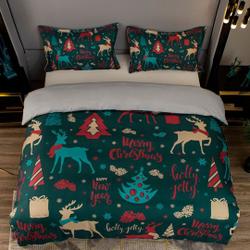3D Christmas Duvet Covers Set, Cartoon Quilt Cover, Elk Bedding set, Green twin bedding, Kids Bedding Set Gift For Your Girlfriend Boyfriend Gift For Love