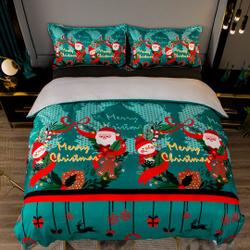 3DChristmas Duvet Covers Set, Santa Claus Quilt Cover, Elk Bedding Set, Gift Doona Cover, Snowflake Queen Bedding