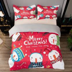 3D Christmas Duvet Covers Set, Snowman Quilt Cover, Cartoon Bedding Set, Red Doona Cover, Kids Bedding Set Gift For Your Girlfriend Boyfriend Gift