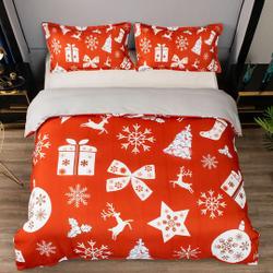 3D Christmas Duvet Covers Set, Deer Quilt Cover, Pine Tree Bedding Set, Gift Doona Cover, Red King bedding