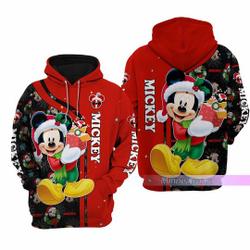 Christmas Gift, Mickey Christmas Hoodie, Mickey Zip Hoodie, Mickey Mouse Shirt, Cute Cartoon Hoodie