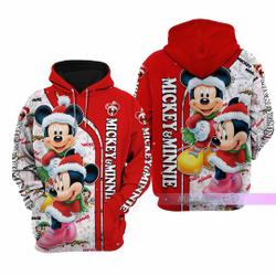 Christmas Gift, Mickey Minnie Christmas Hoodie, Mickey Minnie Zip Hoodie, Mickey Shirt, Cute Cartoon Hoodie