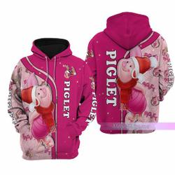 Christmas Gift, Piglet Christmas Hoodie, Piglet Zip Hoodie, Piglet Shirt, Winnie The Pooh Hoodie, Cute Cartoon Hoodie