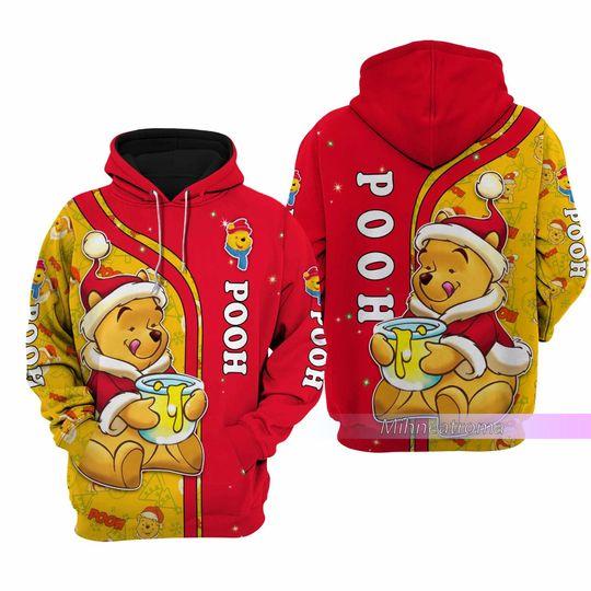 Christmas Gift, Pooh Christmas Hoodie, Pooh Zip Hoodie, Pooh Bear Shirt, Winnie The Pooh Hoodie, Cute Cartoon Hoodie