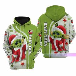 Christmas Gift, Baby Yoda Christmas Hoodie, Baby Yoda Zip Hoodie, Baby Yoda Shirt, Cute Cartoon Hoodie, Disney Hoodie