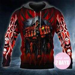 Game Over Grim Reaper Skull 3D Hoodie, Fall Winter 3D Hoodie