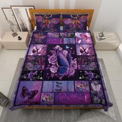 Colorful Butterflies Quilt Bedding Set, Purple Butterfly Quilt Blanket, Christmas Gifts, Christmas Home decor, Butterfly lover
