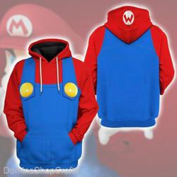 Super Mario 3D Print Hoodie, Super Mario Bros Cosplay Costume 3D Hoodie