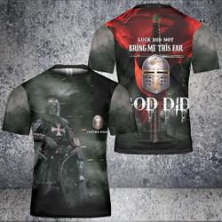 Knight Warrior God Bring Me This Far God Did Custom Name 3D T-Shirt Meaningful Gift For Family Gift For Boyfriend Valentine Gift