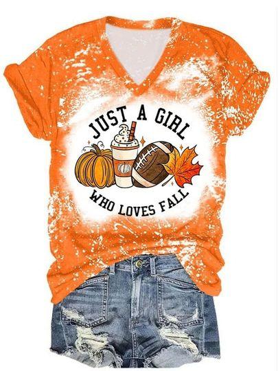 Just A Girl Who Loves Fall Print Short Sleeve 3D Shirt Meaningful Gift For Family Gift For Boyfriend Valentine Gift