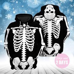 Halloween Custom Skeleton Apparel Hoodie, All Over Printed Sweatshirt, 3D Hoodie, Winter Hoodie, Cosplay Outfit