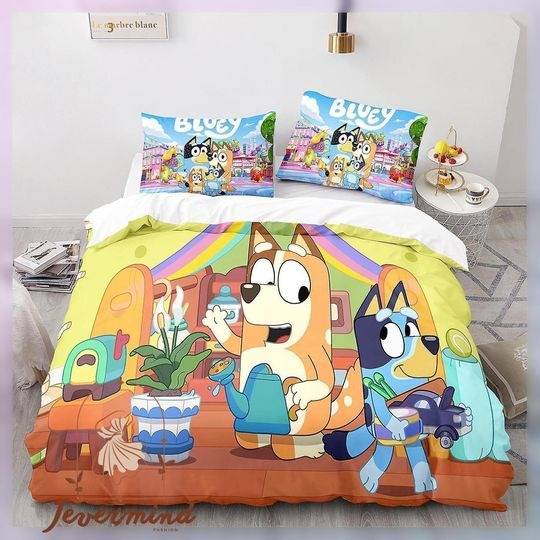 BlueyDad Bedding Set, BlueyDad Duvet Cover, BlueyDad Bed Set, BlueyDad Family Bedding Set Gift For Your Girlfriend Boyfriend Gift For Love Gift For Friend Best Valentine Present Holiday Gift