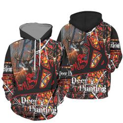 Deer Hunting Red Jungle 3D Hoodie