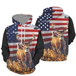 Deer Hunting American Flag 3D Hoodie