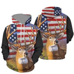 Deer Hunting American Flag 3D Hoodie