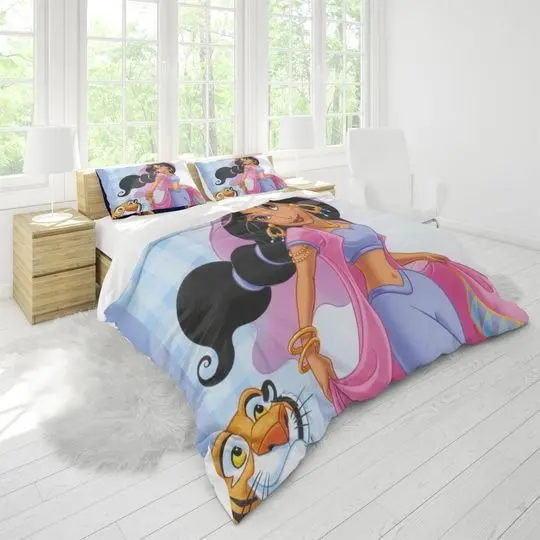 Princess Jasmine Three Piece Printed Fashion Pattern Bedding Set Three Piece Quilt Cover Pillow CoverGift For Your Girlfriend Boyfriend