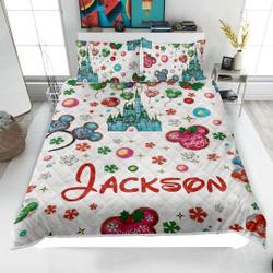 Christmas Magic Kingdom Quilt Bedding Set, Disney Christmas Quilt Blanket & Pillowcase, Christmas Quilt, Holiday Gift