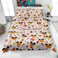 Personalized Fall Mickey Quilt Bedding Set, Disney Autumn Quilt Blanket & Pillowcases,  Mickey Quilt Set Gift For Your Girlfriend Boyfriend