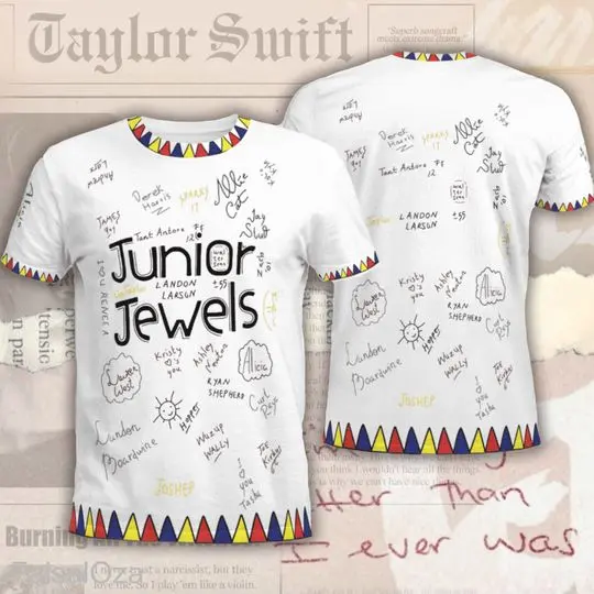 Junior Jewels Shirt, Custom Name and Number Taylor 3D Shirt Meaningful Gift For Family Gift For Boyfriend Valentine Gift